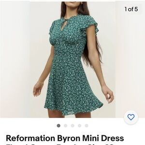 Reformation Bryon green paisley mini dress